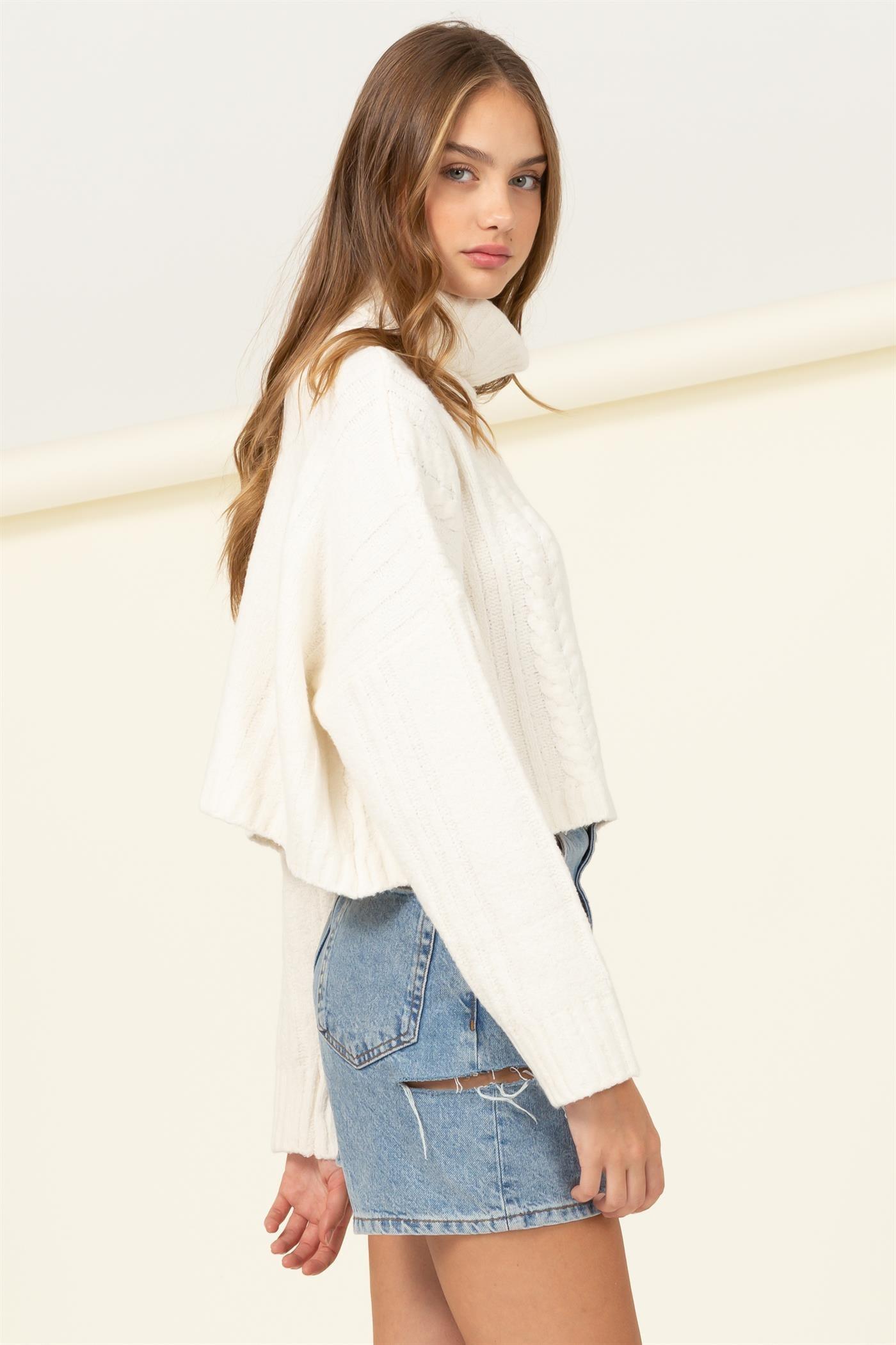 turtleneck box crop sweater - RK Collections Boutique