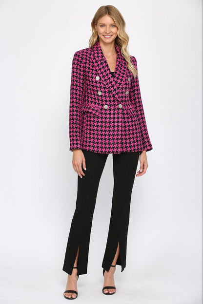 metallic houndstooth tweed blazer - RK Collections Boutique