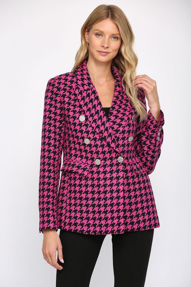 metallic houndstooth tweed blazer - RK Collections Boutique