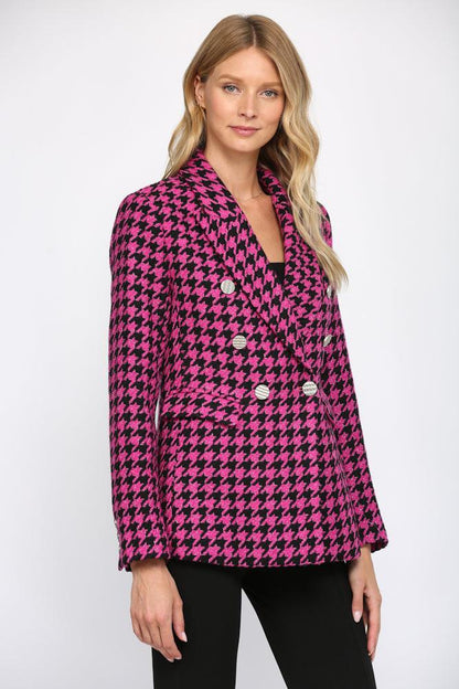 metallic houndstooth tweed blazer - RK Collections Boutique