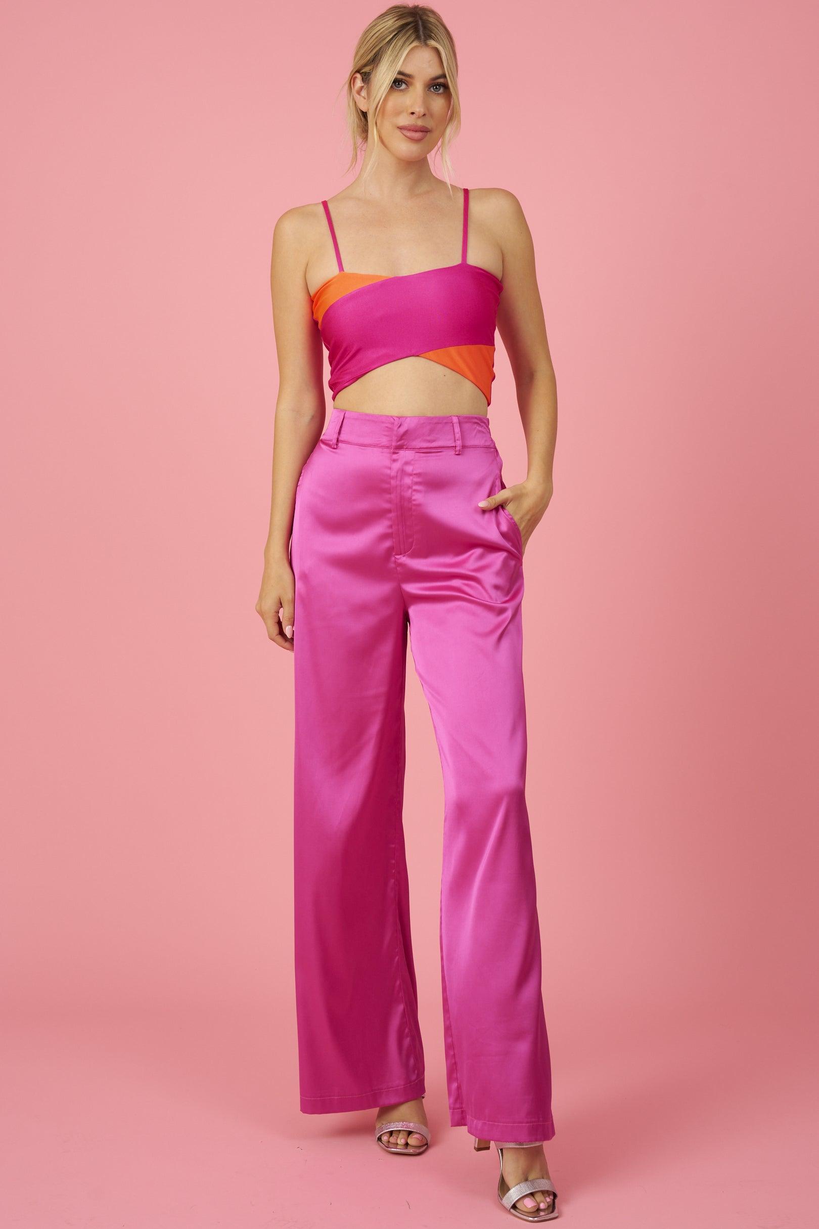 high waist satin wide leg pants - RK Collections Boutique