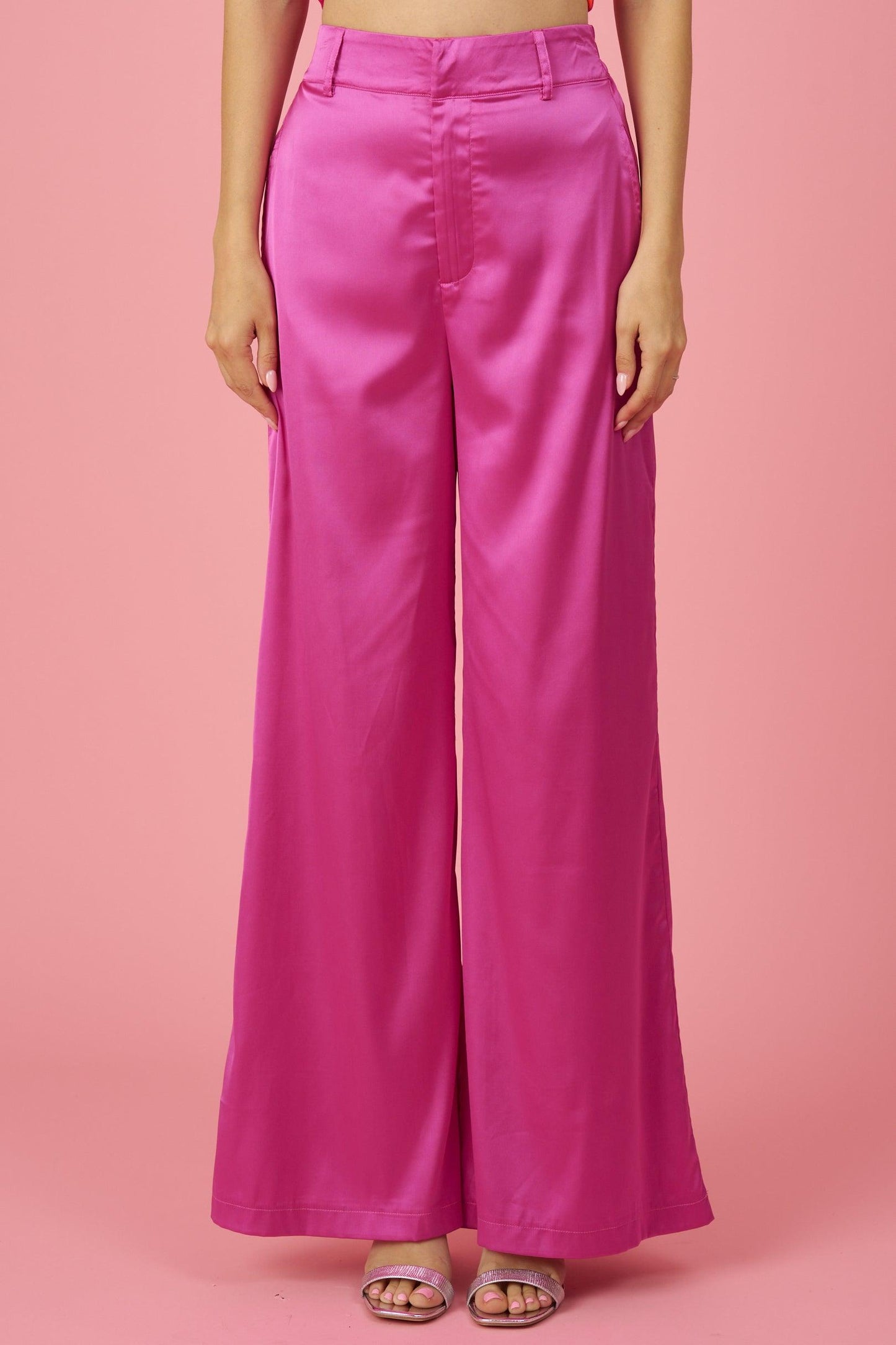 high waist satin wide leg pants - RK Collections Boutique