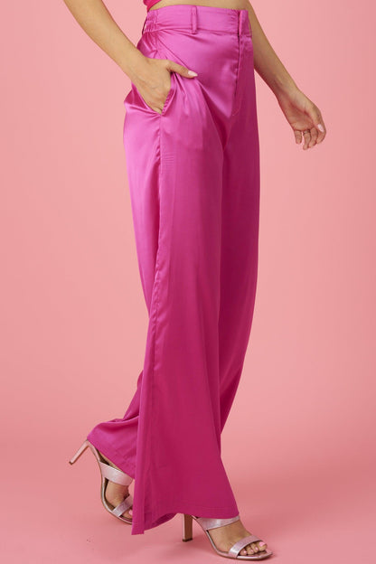 high waist satin wide leg pants - RK Collections Boutique