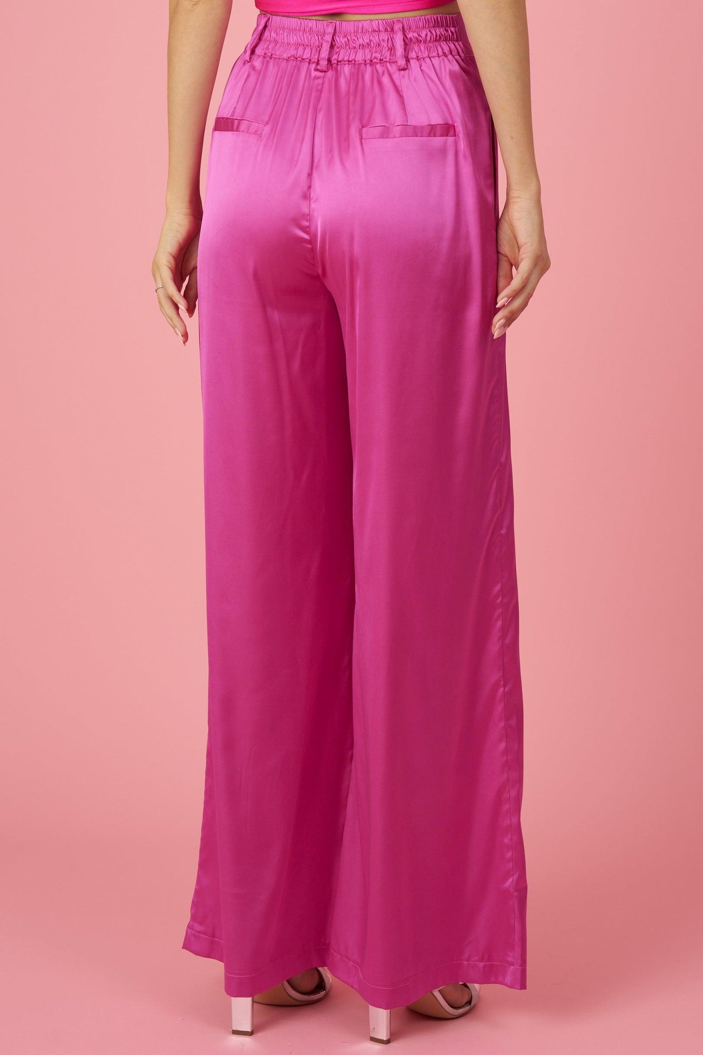 high waist satin wide leg pants - RK Collections Boutique