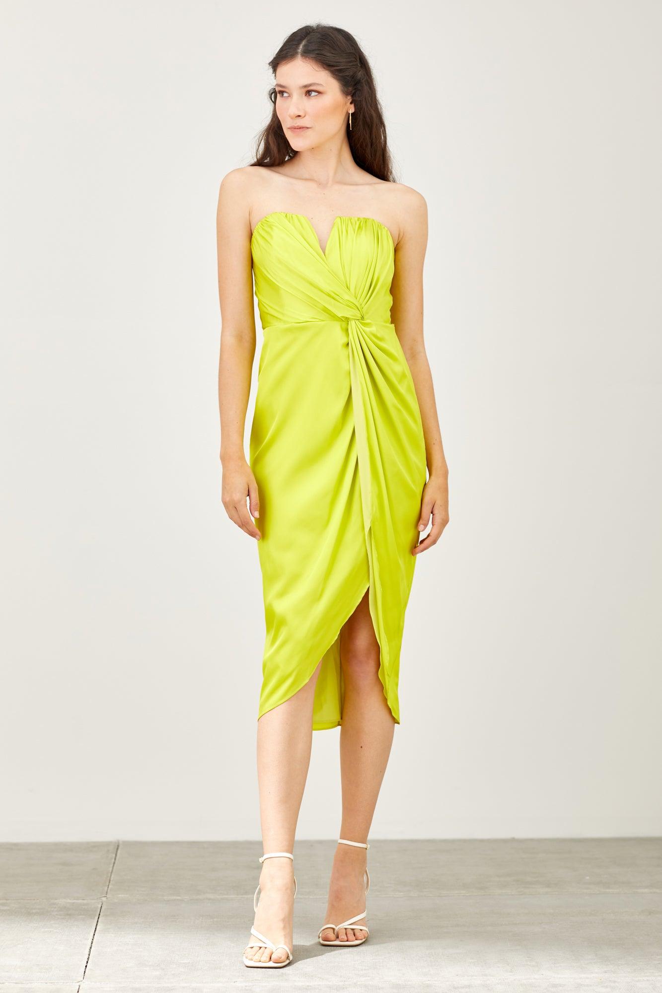 wrap strapless midi dress - RK Collections Boutique