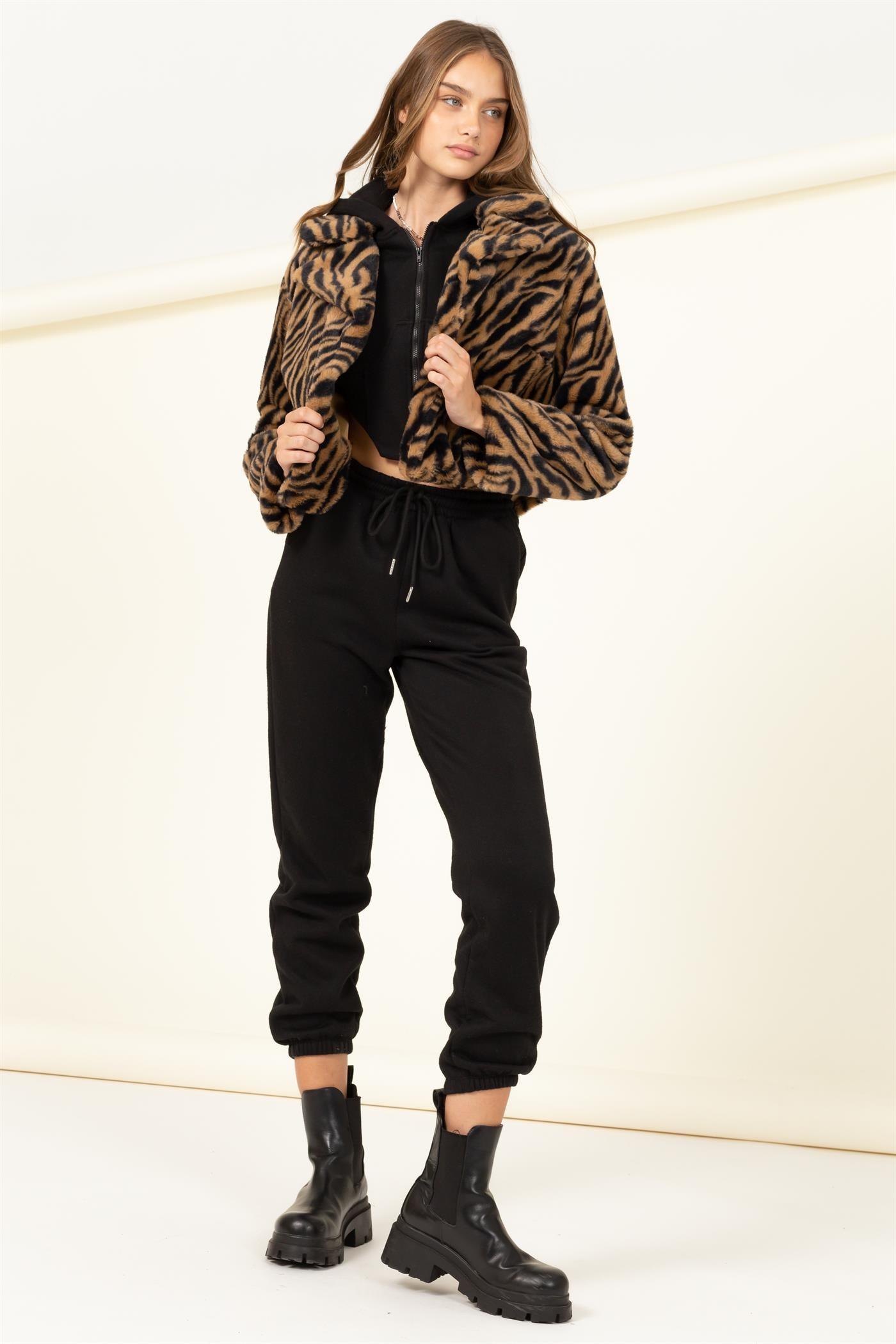 furry tiger print jacket - RK Collections Boutique