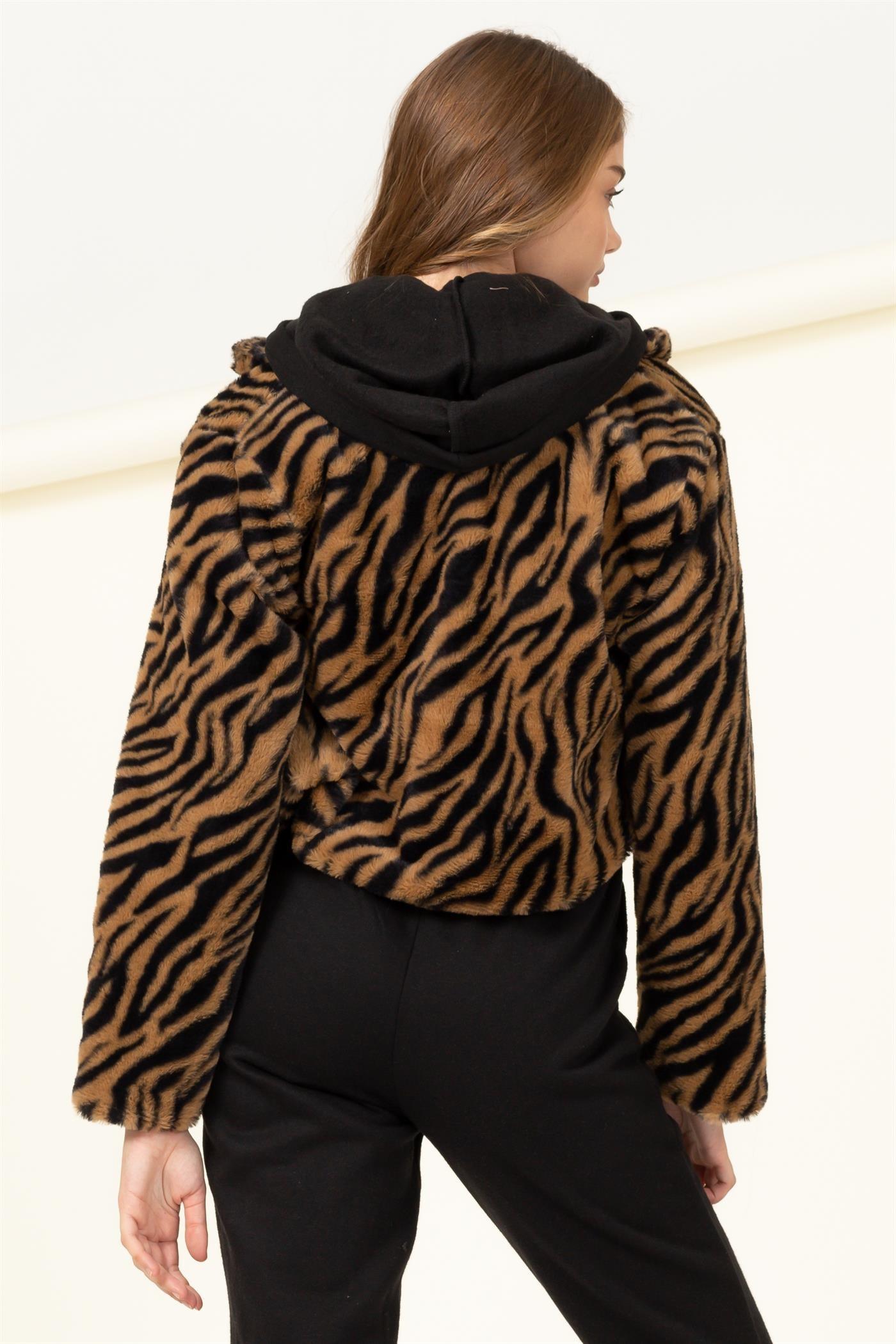 furry tiger print jacket - RK Collections Boutique