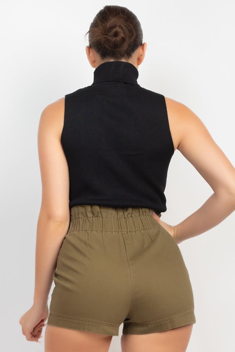 sleeveless ribbed turtleneck top - RK Collections Boutique