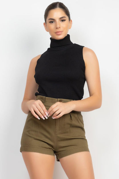 sleeveless ribbed turtleneck top - RK Collections Boutique