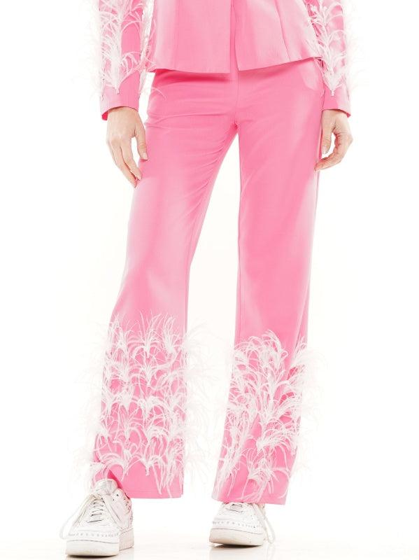 feather trim dress pant - RK Collections Boutique