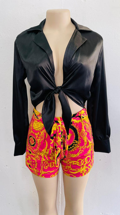 slinky print high waist shorts - RK Collections Boutique