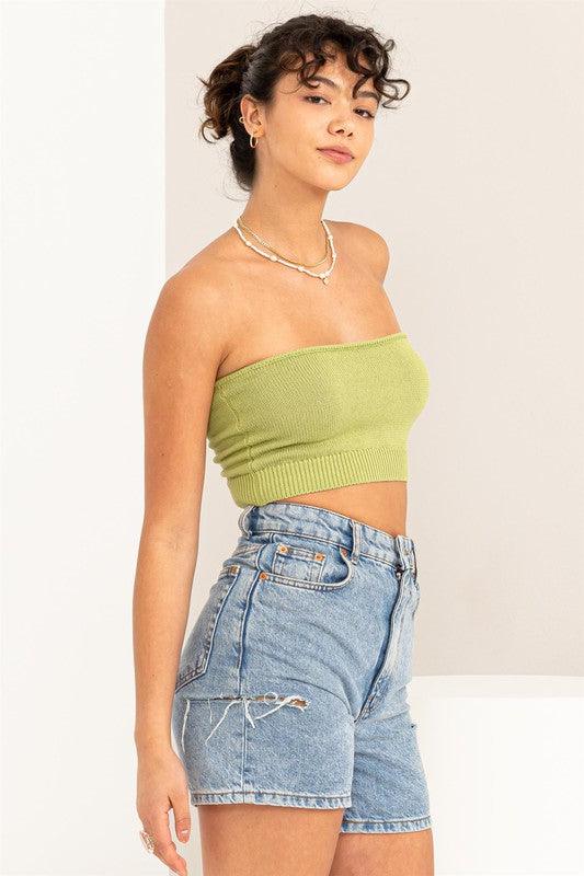 knit crop strapless top - RK Collections Boutique