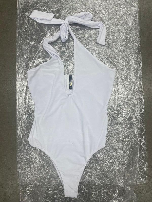 Halter Cross Lined Snap Button Bodysuit - RK Collections Boutique