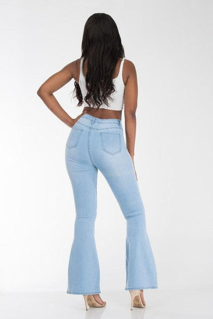 High waist stretch bell bottom jeans BC002-Jeans-Lover Brand-RK Collections Boutique