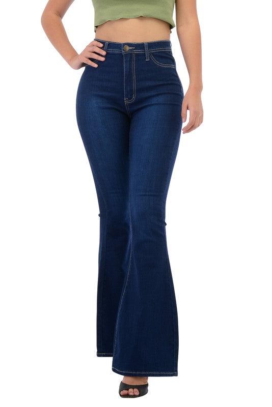 High waist stretch bell bottom jeans BC005-Jeans-Lover Brand-RK Collections Boutique