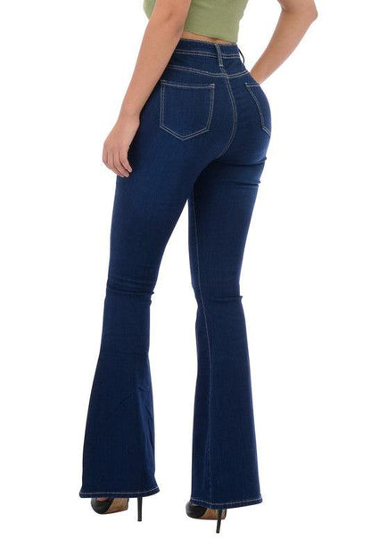 High waist stretch bell bottom jeans BC005-Jeans-Lover Brand-RK Collections Boutique