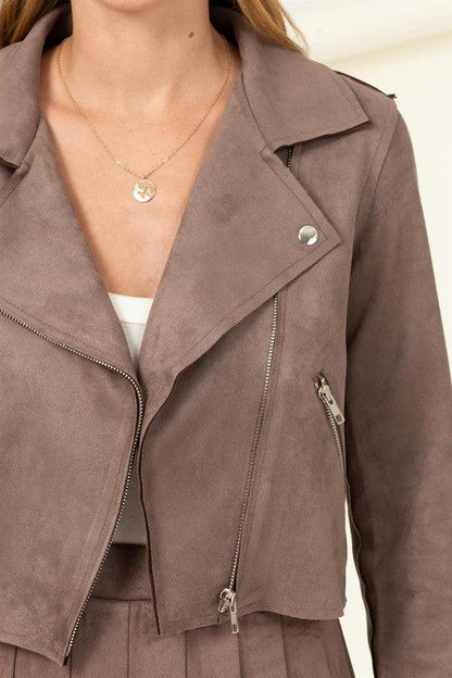 cropped faux suede jacket - RK Collections Boutique