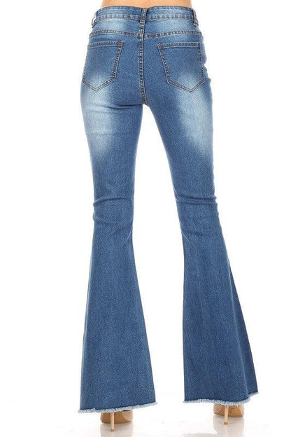 Bell Bottom Jeans with fray hem-Jeans-Kreamy MYC-RK Collections Boutique