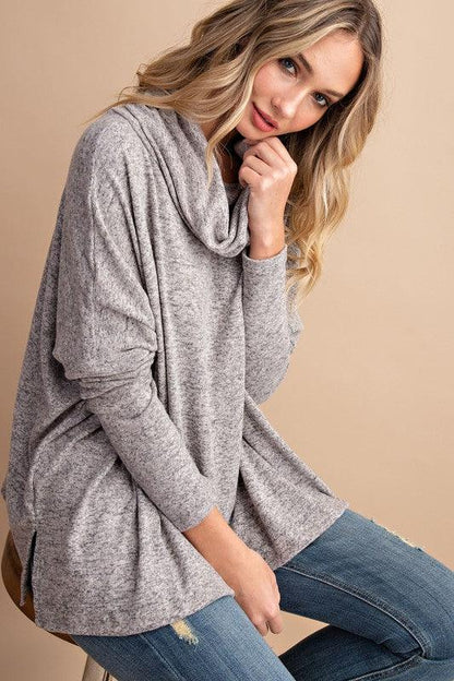 Brushed cowl neck long sleeve top-Tops-Long Sleeve-eesome-RK Collections Boutique