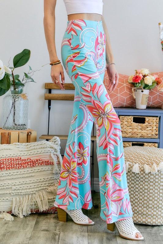 floral pull on bell bottoms - RK Collections Boutique