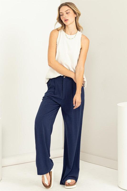 high waist wide leg linen pant - RK Collections Boutique