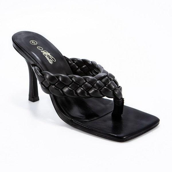 Braid detail thong sandal with square heel - RK Collections Boutique