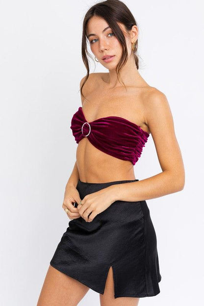 crystal o-ring velvet bandeau - RK Collections Boutique