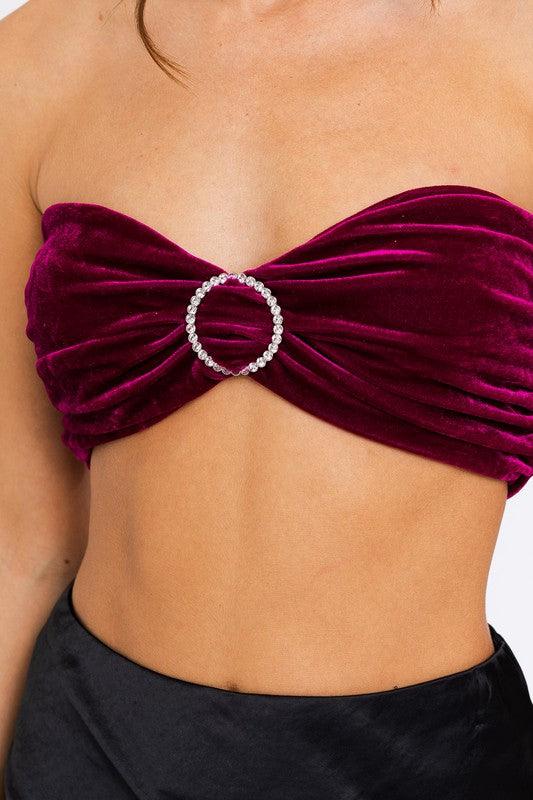 crystal o-ring velvet bandeau - RK Collections Boutique