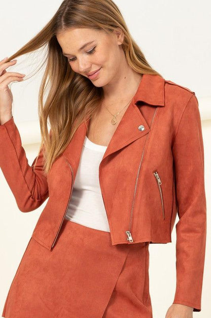 cropped faux suede jacket - RK Collections Boutique