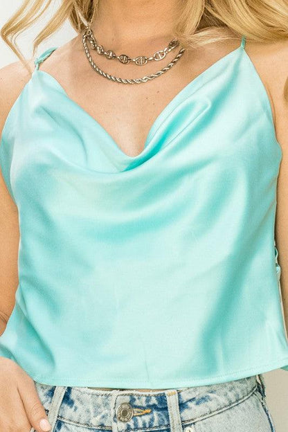 x back satin cowl neck cami - RK Collections Boutique