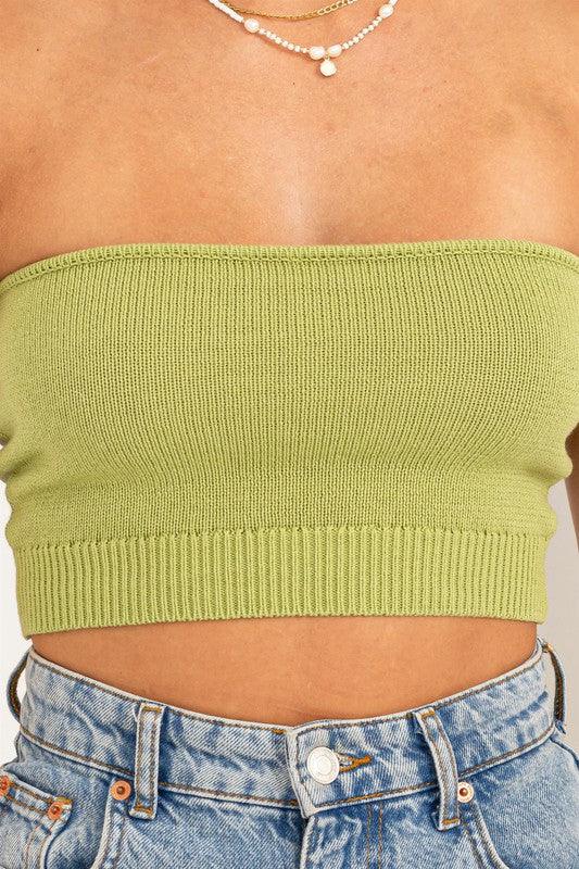 knit crop strapless top - RK Collections Boutique