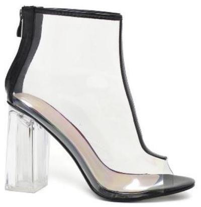 clear peep toe block heel bootie - RK Collections Boutique