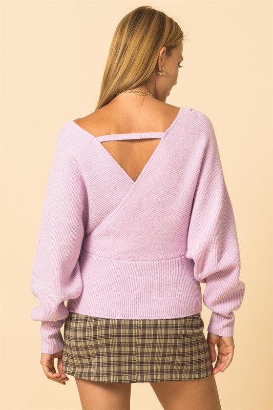 double v-neck knit sweater - RK Collections Boutique