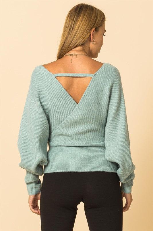 double v-neck knit sweater - RK Collections Boutique