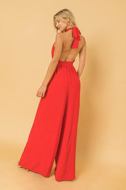 dressy halter neck low back jumpsuit-Jumpsuit-A. Calin-RK Collections Boutique