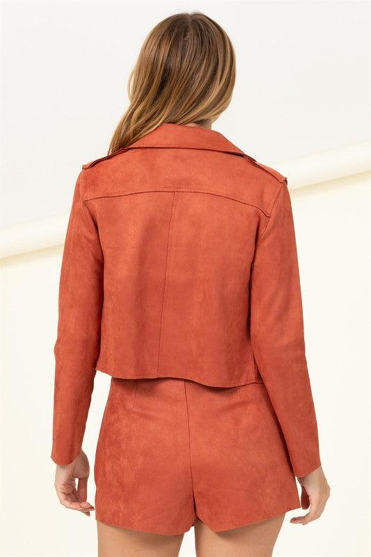 cropped faux suede jacket - RK Collections Boutique