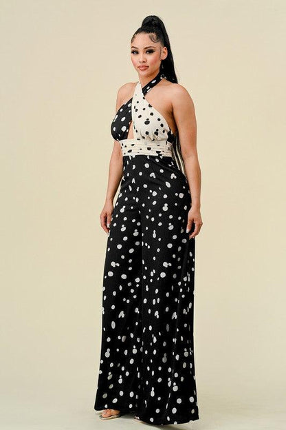 polka dot halter jumpsuit - RK Collections Boutique