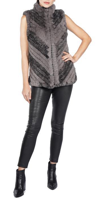 faux fur chevron-quilt vest - RK Collections Boutique