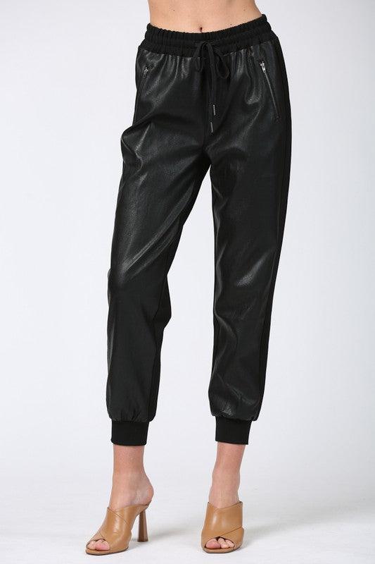 faux leather jogger pants - RK Collections Boutique