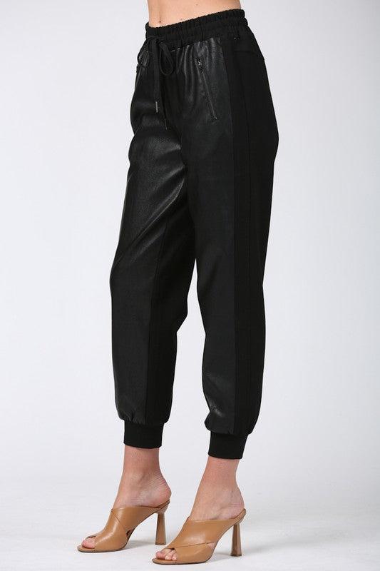 faux leather jogger pants - RK Collections Boutique