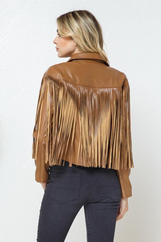 Faux Leather Moto Fringe Jacket - RK Collections Boutique