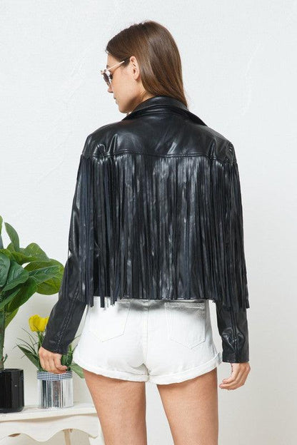 Faux Leather Moto Fringe Jacket - RK Collections Boutique