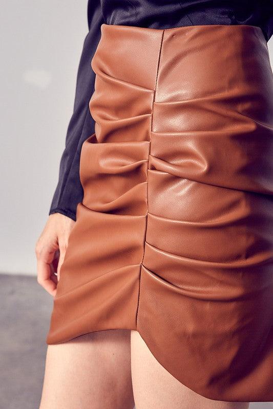 faux leather ruched skirt-Skirts-Do & Be-RK Collections Boutique