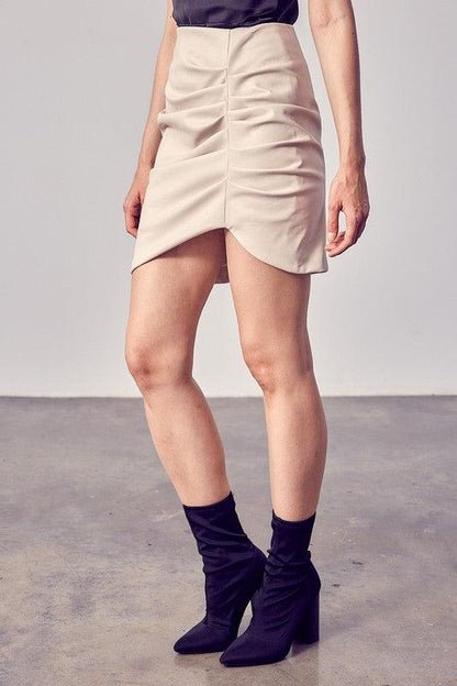 faux leather ruched skirt-Skirts-Do & Be-RK Collections Boutique