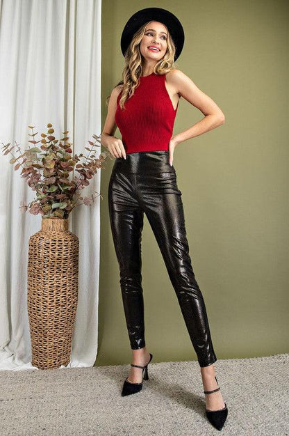 faux leather snake skin print leggings - RK Collections Boutique