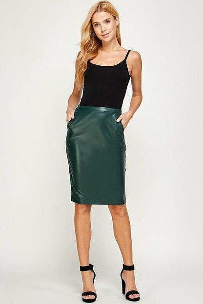 Faux Leather Stretch Pencil Skirt - RK Collections Boutique