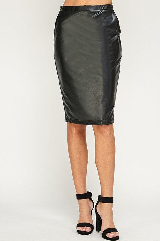 Faux Leather Stretch Pencil Skirt - RK Collections Boutique