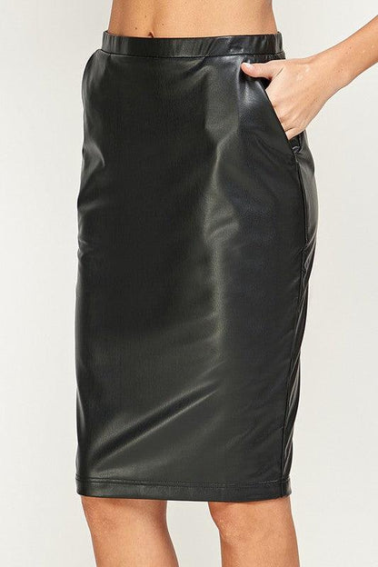 Faux Leather Stretch Pencil Skirt - RK Collections Boutique