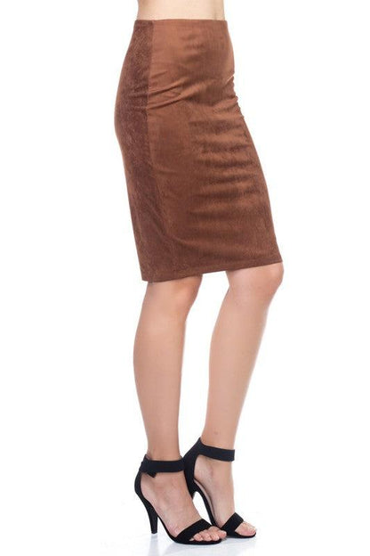 Faux Suede Pencil Skirt-Skirts-Iris-RK Collections Boutique