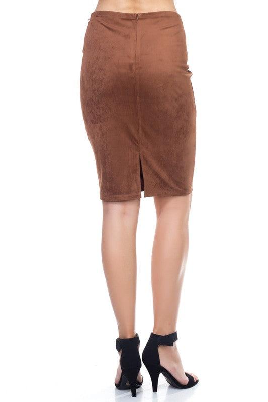 Faux Suede Pencil Skirt-Skirts-Iris-RK Collections Boutique